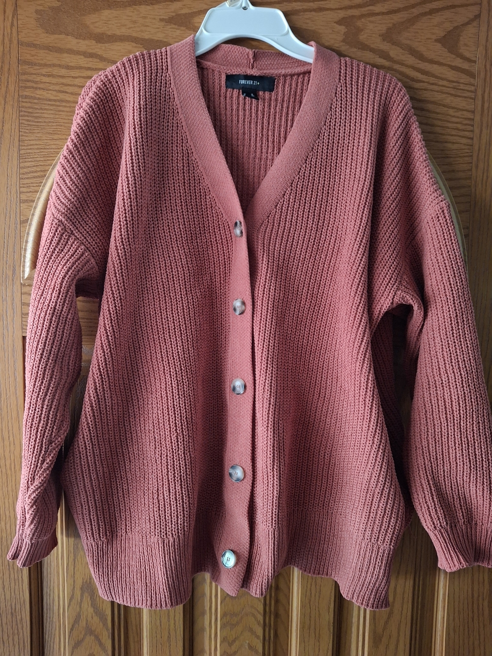 Forever 21 Dusty Rose Knit Button-Up Cardigan